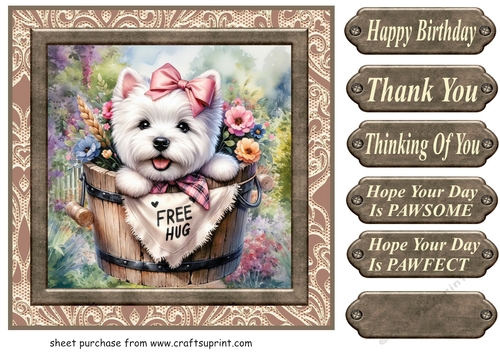 Floral Westie card front 3