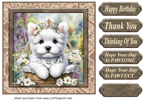 Floral Westie card front 4