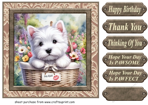 Floral Westie card front 5