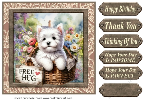 Floral Westie card front 6