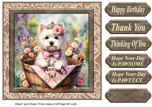 Floral Westie card front 7