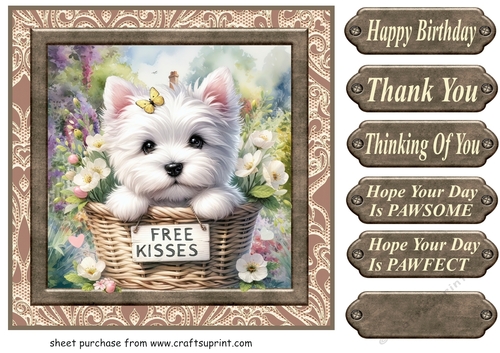 Floral Westie card front 8