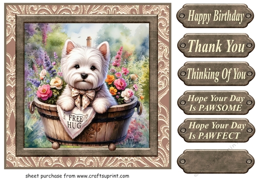 Floral Westie card front 9