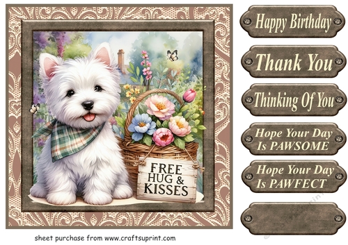 Floral Westie card front 10