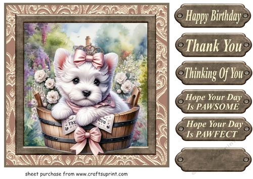 Floral Westie card front 12