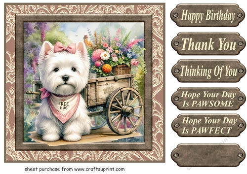 Floral Westie card front 13