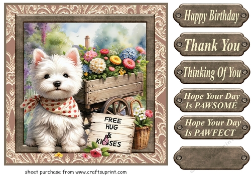 Floral Westie card front 14