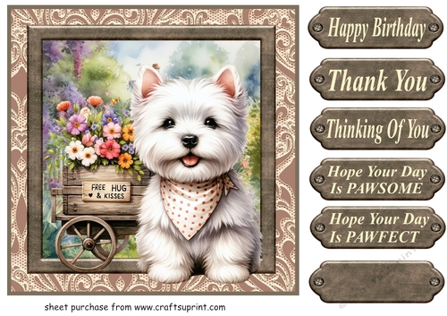 Floral Westie card front 16