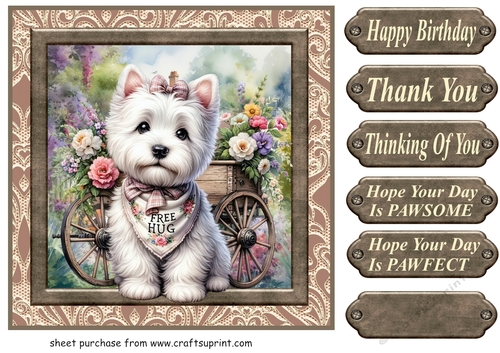 Floral Westie card front 18