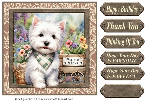 Floral Westie card front 19