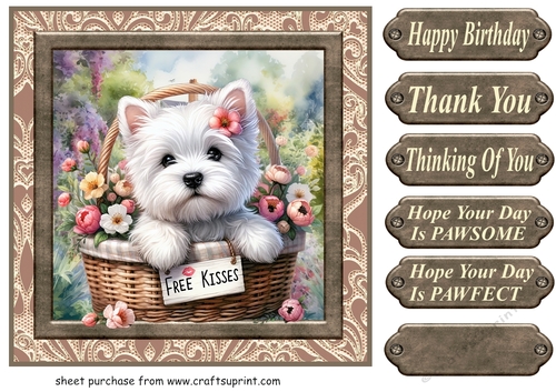 Floral Westie card front 20