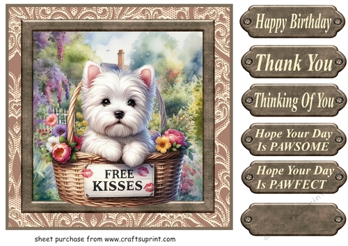 Floral Westie card front 21