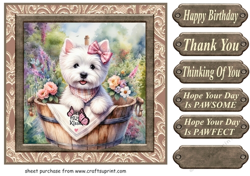 Floral Westie card front 23