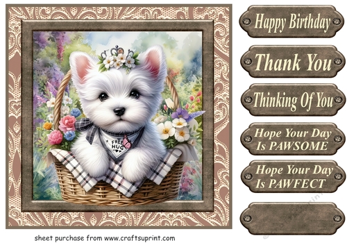 Floral Westie card front 24