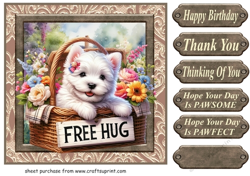 Floral Westie card front 26