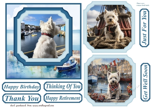Westie by the harbour card front 2