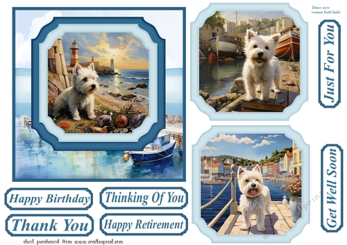 Westie by the harbour card front 3