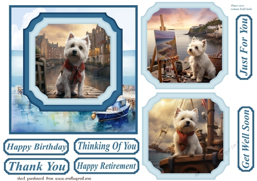 Westie by the harbour card front 4