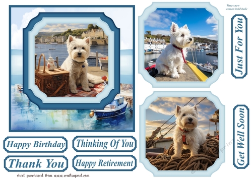Westie by the harbour card front 5