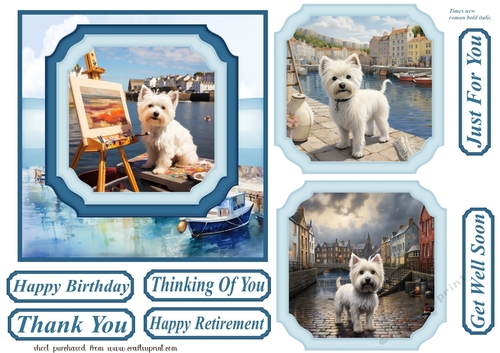 Westie by the harbour card front 6