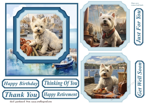 Westie by the harbour card front 7