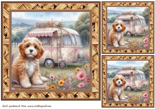 3 Caravan pup card fronts/toppers 2