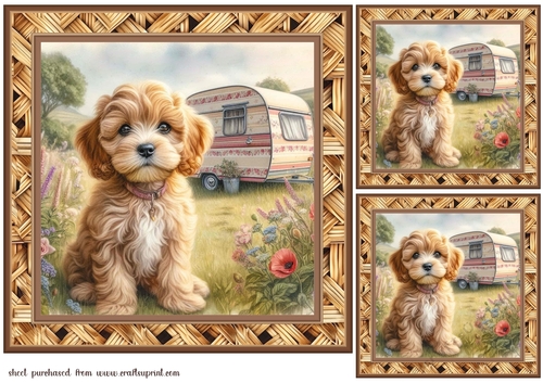 3 Caravan pup card fronts/toppers 3