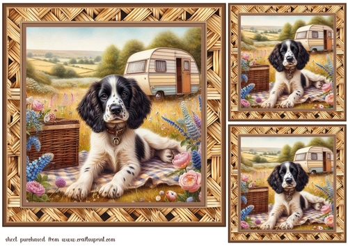 3 Caravan pup card fronts/toppers 6