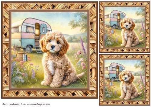 3 Caravan pup card fronts/toppers 7
