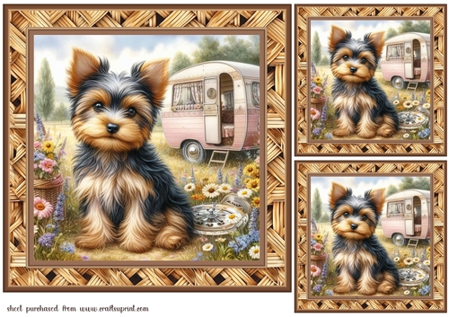 3 Caravan pup card fronts/toppers 8