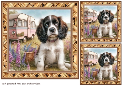 3 Caravan pup card fronts/toppers 9