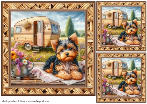 3 Caravan pup card fronts/toppers 10