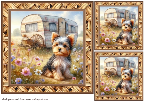 3 Caravan pup card fronts/toppers 11