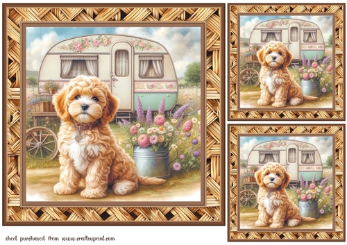 3 Caravan pup card fronts/toppers 12