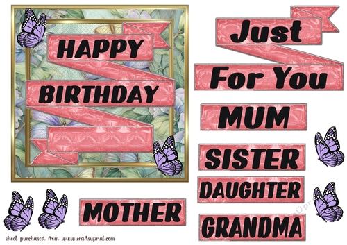 Butterfly Birthday/Just for you card front 3