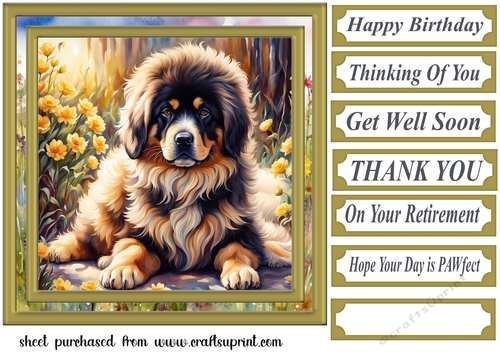 Puppy in flowers card front 4