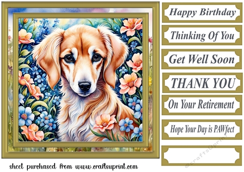 Puppy in flowers card front 5