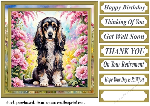 Puppy in flowers card front 8