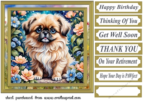 Puppy in flowers card front 9