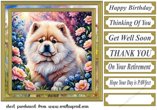 Puppy in flowers card front 10