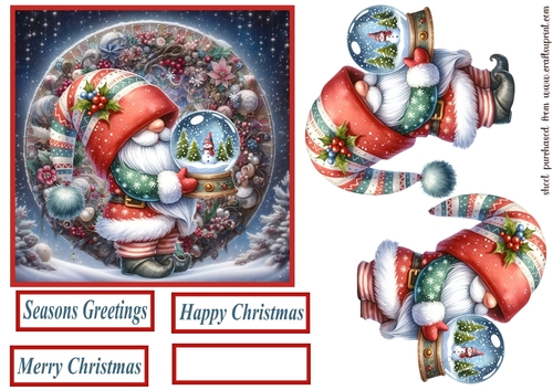 Christmas Santa gnome card front
