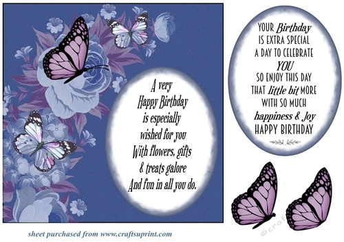 Floral Birthday butterfly card front