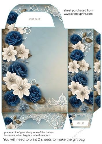 Blue floral lace gift bag 2