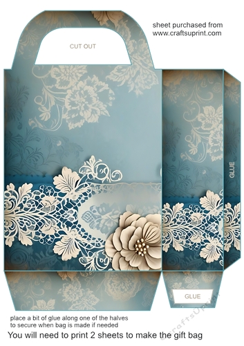Blue floral lace gift bag 3