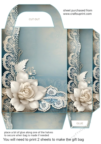 Blue floral lace gift bag 4