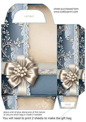 Blue floral lace gift bag 5