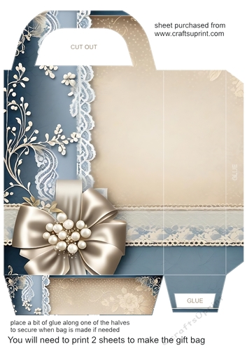 Blue floral lace gift bag 6
