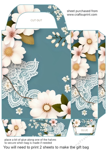 Blue multi floral gift bag 3