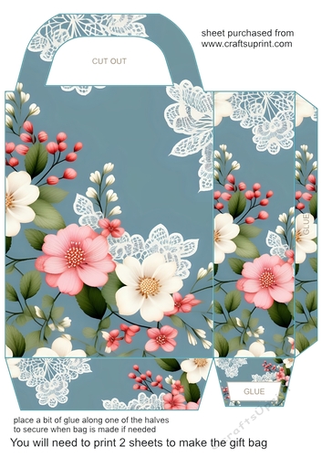 Blue multi floral gift bag 4
