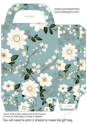Blue multi floral gift bag 6